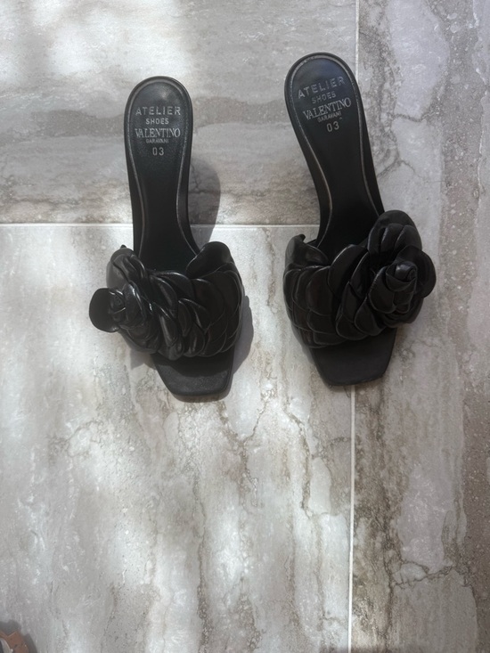 Valentino Shoes - Valentino Black Braided Floral Slide Mules
